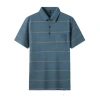 Striped T-shirt lapel 2023 summer new collection, a pure cotton short-sleeved antibacterial sweat-absorbing mini shirt for young and middle-aged men Item Picture